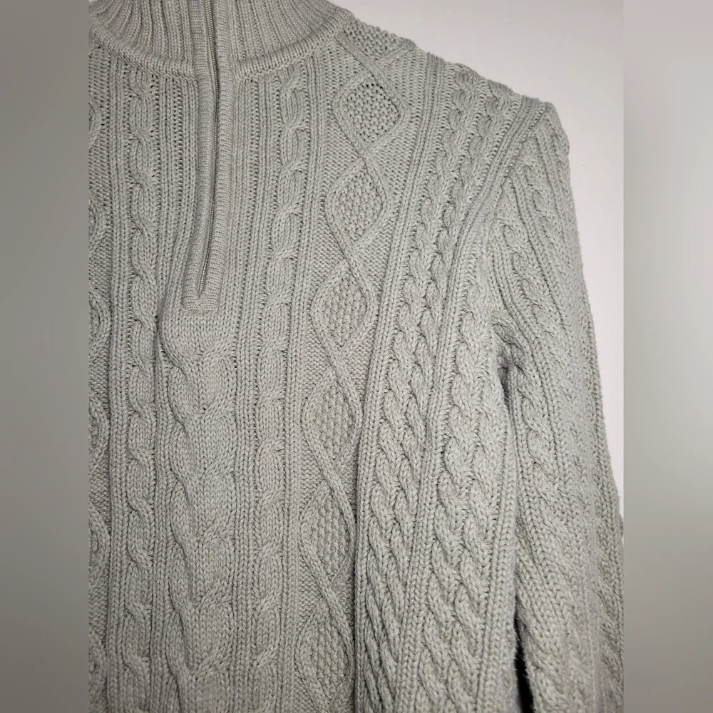 Croft & Barrow green zip henley cable knit turtleneck, sz l - Picture 4 of 7